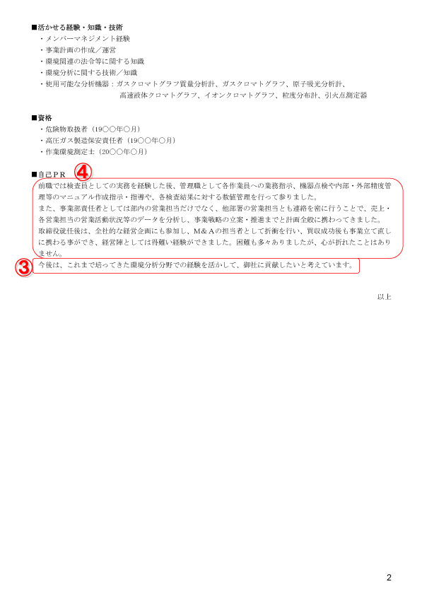 分析技術者職務経歴書事例-2